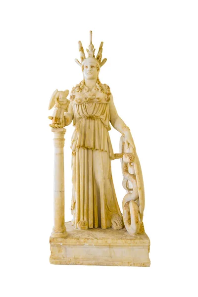 Oude Griekse Athena Sculptuur Geïsoleerd Witte Achtergrond — Stockfoto