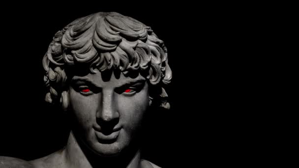 Böser Gesichtsausdruck Griechischer Mann Skulptur Kopf Looping Animation — Stockvideo