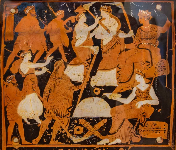 Antigua Pintura Exhibida Musuem Arqueológico Athens — Foto de Stock