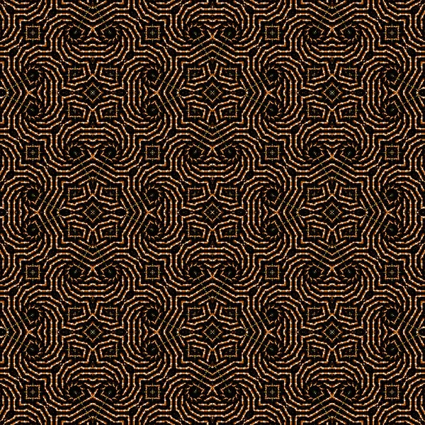Dark Intricate Complex Geometric Seamles Pattern Design Gold Black Colors — Stock Photo, Image