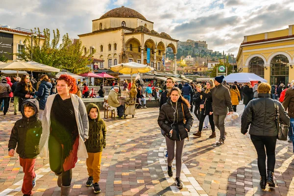 Atenas Grecia Enero 2020 Escena Urbana Del Día Famosa Plaza —  Fotos de Stock