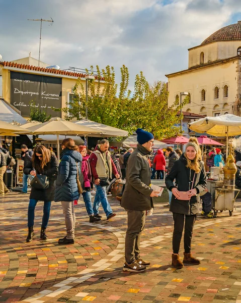 Athens Greece January 2020 在希腊雅典市著名的Monastiraki广场的城市场景 — 图库照片