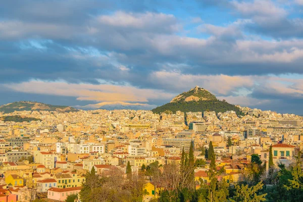 Luftaufnahme Stadtbild Von Athen Von Der Spitze Des Philopappos Hügels — Stockfoto