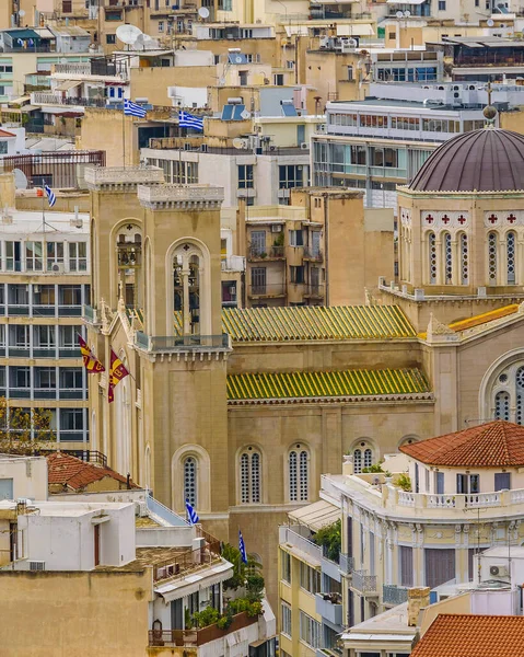 Vista Aérea Del Paisaje Urbano Athens Desde Cima Colina Philopappos —  Fotos de Stock