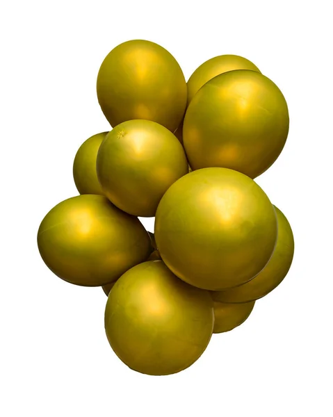 Bunch Cores Douradas Balões Isolado Fundo Branco — Fotografia de Stock