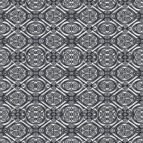 Zilveren Tonen Retro Stijl Ornament Geometrisch Naadloos Patroon Ontwerp — Stockfoto