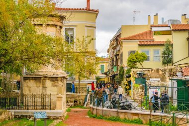 ATENS, GREECE, ARALIK - 2019 - Ünlü Plaka Mahallesi, Atina, Yunanistan, 