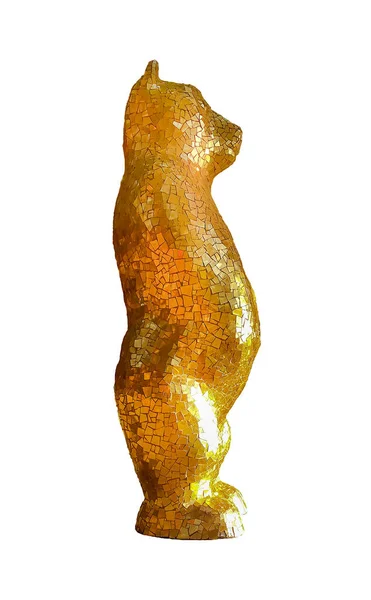 Urso Dourado Escultura Foto Isolada — Fotografia de Stock