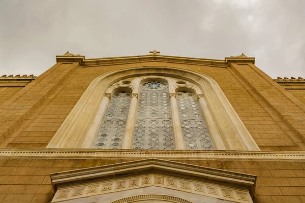 Low Angle Shot Detail Uitzicht Orthodoxe Kerk Gebouw Plaka District — Stockfoto
