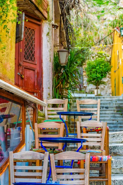 Colored Rustic Style Empty Bar Typical Touristic Restaurants Zone Plaka Images De Stock Libres De Droits