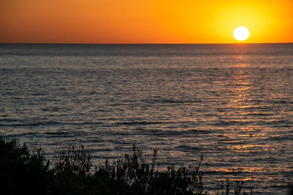 Solnedgång Silhuett Scen Framför Kusten Stranden Canelones Avdelning Uruguay — Stockfoto