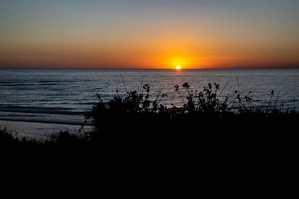 Sunset Sziluett Jelenet Előtt Tengerpart Canelones Osztály Uruguay — Stock Fotó