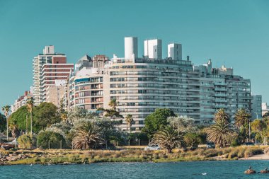 Montevideo City, Uruguay 'daki sahil binaları.