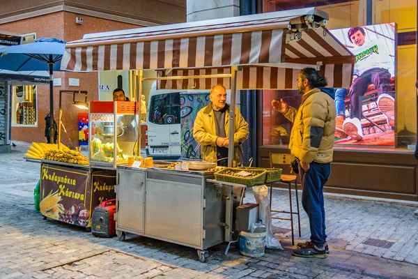 Athen Griechenland Dezember 2020 Traditionelle Imbissstände Der Fußgängerzone Athener Stadtteil — Stockfoto