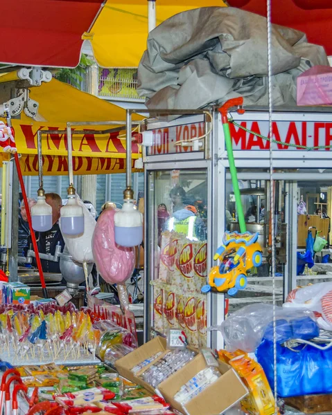 Athens Greece December 2020 Traditional Food Stalls Pedestrian Snytagma District — Stock Photo, Image