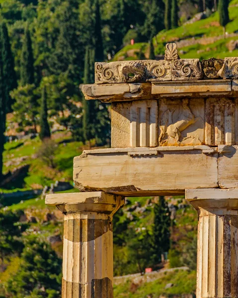 Sunny Day Scene Famous Delfos Oracle Building Greece — Stock Photo, Image