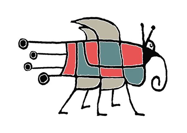 Bonito Engraçado Sketchy Estilo Colorido Bug Isolado Desenho — Fotografia de Stock
