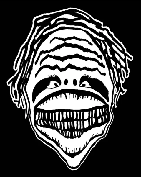 Creepy Monstre Tête Noir Blanc Dessin Crayon Illustration — Photo