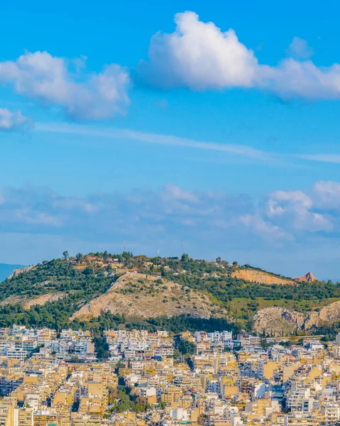 Widok Lotu Ptaka Ateny Szczytu Góry Licabet Słynny Punkt Widokowy — Zdjęcie stockowe