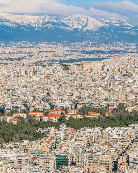 Stadtbild Luftaufnahme Von Athen Vom Gipfel Des Licabet Berges Einem — Stockfoto