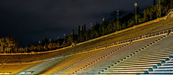Nachtszene Leeres Olympiastadion Athen Stadt Griechenland — Stockfoto