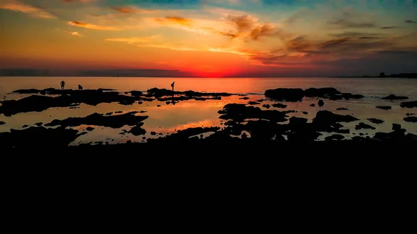 Hoog Contrast Landschap Zonsondergang Kustscène Montevideo Stad Uruguay — Stockfoto