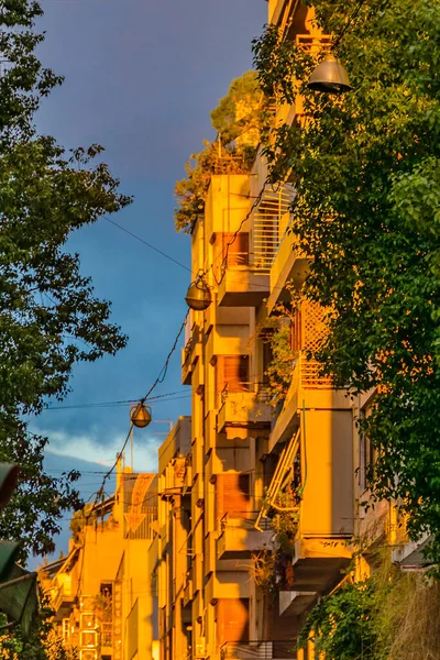 Grandes Edifícios Apartamentos Cena Urbana Athens Cidade Grécia — Fotografia de Stock