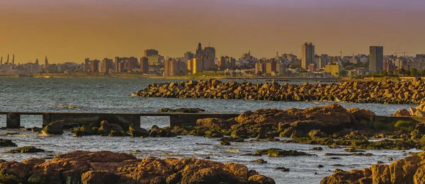 Rocky Kust Stadsgezicht Scene Montevideo Stad Uruguay — Stockfoto