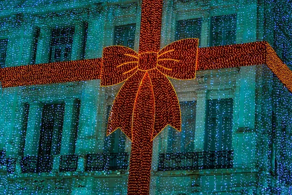 Urban Night Scene Christmas Mapping Decoration Syntagma District Athens Greece — Stock Photo, Image