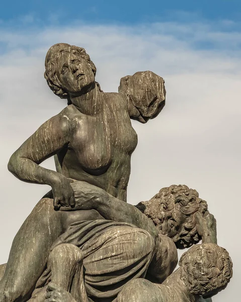 Neoclassical Style People Fighting Sculpture Athens Greece — Stock Photo, Image