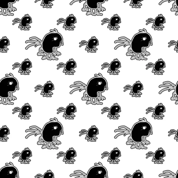 Estilo Incompleto Pájaros Blancos Negros Dibujo Motivo Patrón Sin Costuras —  Fotos de Stock