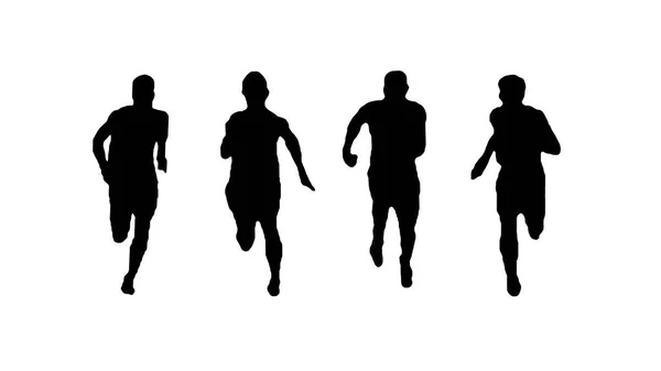 Sportlich Laufende Schwarz Weiß Silhouetten Illustration — Stockfoto