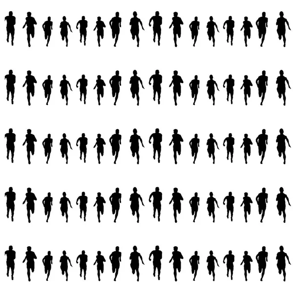 Athletic Running Black White Graphic Silhouette Motif Seamless Pattern — Stock Photo, Image