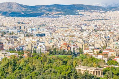 Akropolis Tepesi, Atina, Yunanistan 'dan havacılık sporları manzarası