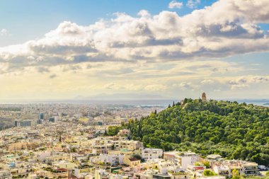 Akropolis Tepesi, Atina, Yunanistan 'dan havacılık sporları manzarası