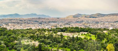 Akropolis Tepesi, Atina, Yunanistan 'dan havacılık sporları manzarası