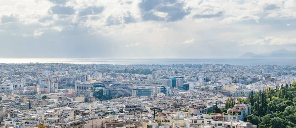 Vista Aérea Paisagem Urbana Dos Athens Colina Acrópole Athens Greece — Fotografia de Stock