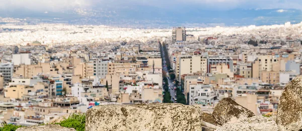 Vista Aérea Paisagem Urbana Dos Athens Colina Acrópole Athens Greece — Fotografia de Stock