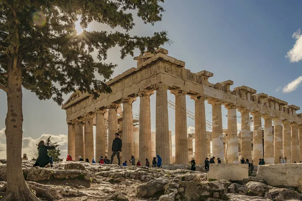 Athen Griechenland Januar 2020 Berühmtes Parthenongebäude Der Akropolis Von Athen — Stockfoto