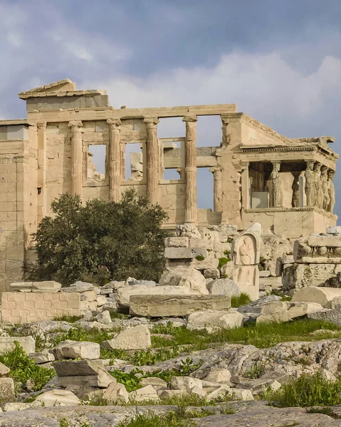 Famous Erechtheum Temple Acropolis Site Athens Greece — Stock Photo, Image