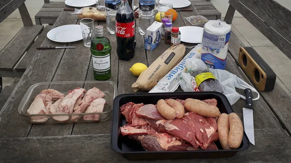 Montevideo Uruguai Agosto 2021 Preparação Almoço Último Piso Sobre Mesa — Fotografia de Stock