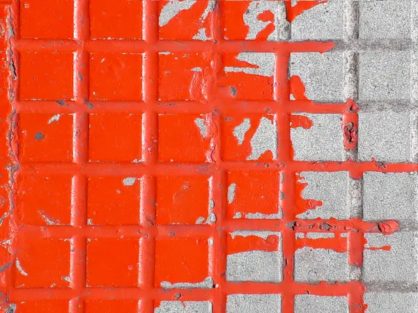 Top View Red Stained Paint Sidewalk — Stock Photo, Image