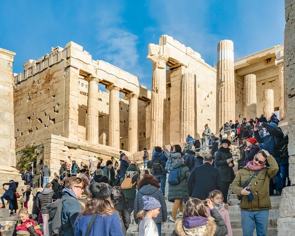 Athen Griechenland Janaury 2020 Menschenmenge Auf Dem Akropolisgelände Athen Griechenland — Stockfoto