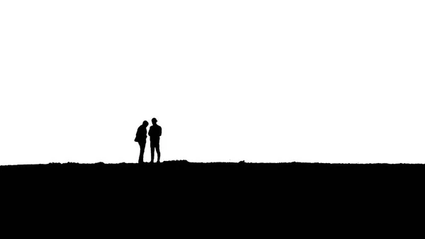 Couple Frontière Paysage Noir Silhouette Graphique Isolé Illustration — Photo