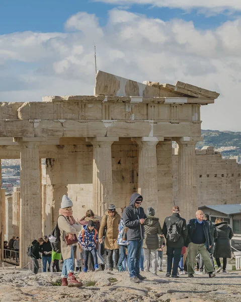 Athen Griechenland Janaury 2020 Menschenmenge Auf Dem Akropolisgelände Athen Griechenland — Stockfoto