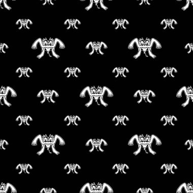 Komik kabataslak canavar siyah beyaz çizim motifsiz desen