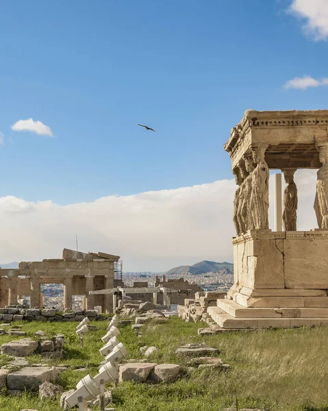 Soligt Landskap Scen Akropolis Plats Utlänningar Grekisk — Stockfoto