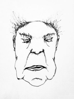 yaşlı kalem çizim karikatür
