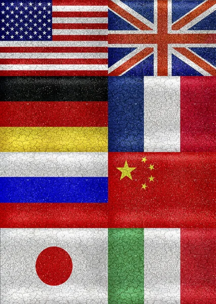 Modèle de drapeaux de style grunge du G8 — Photo