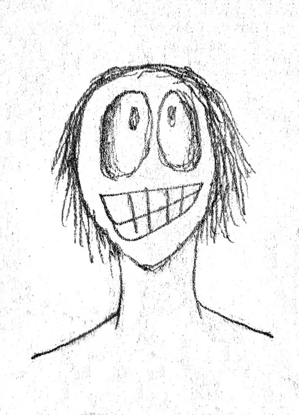 Τρελλό αστείο χαρακτήρα πορτρέτο σκίτσο — Φωτογραφία Αρχείου